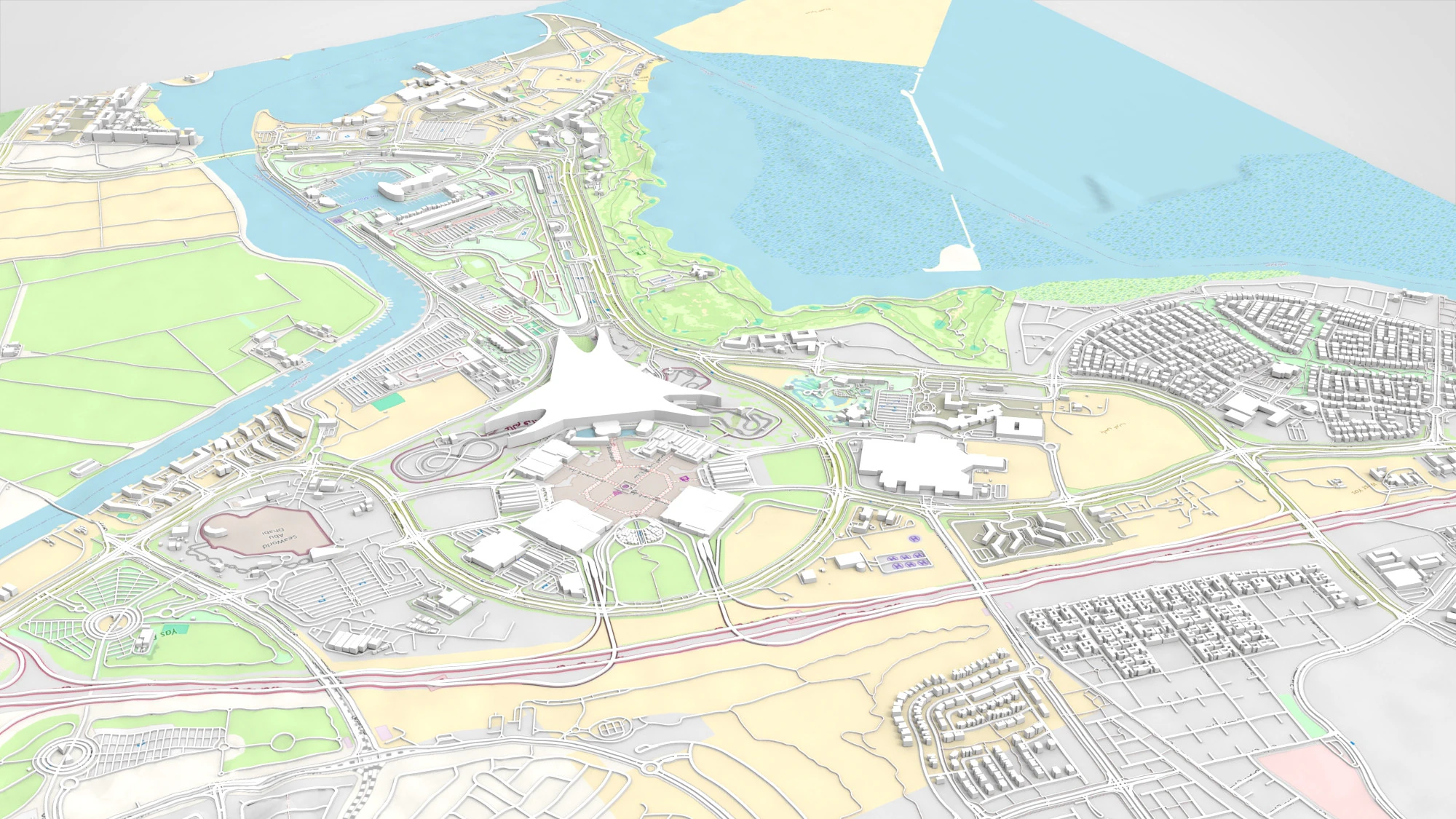 Cityscape Yas Park North Abu Dhabi 3D Model .c4d .max .obj .3ds .fbx .stl .blend 