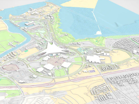 Paisagem urbana Yas Park norte de Abu Dhabi Modelo 3D