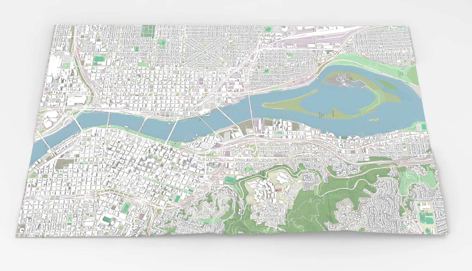 Cityscape Portland Oregon USA 3D Model .c4d .max .obj .3ds .fbx .stl .blend 