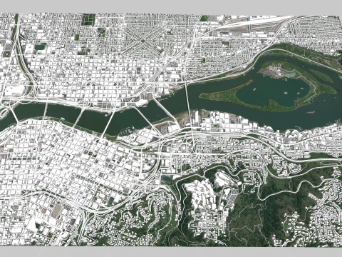 Cityscape Portland Oregon USA 3D Model