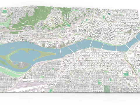Cityscape Portland Oregon USA 3D Model