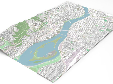 Cityscape Portland Oregon USA 3D 모델