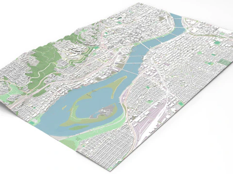 Cityscape Portland Oregon USA 3D Model
