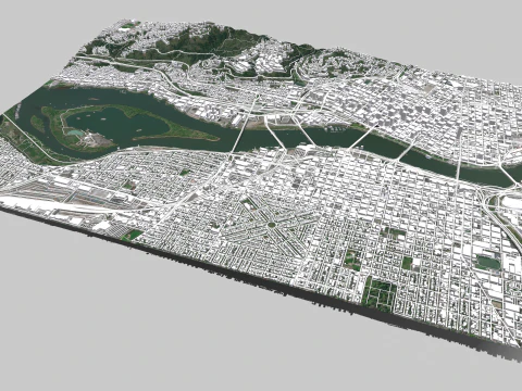 Cityscape Portland Oregon USA 3D Model
