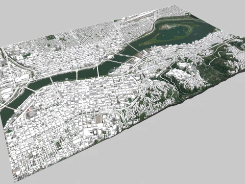 Cityscape Portland Oregon USA 3D Model