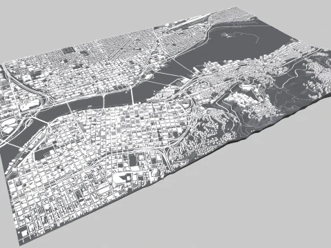Cityscape Portland Oregon USA 3D Model