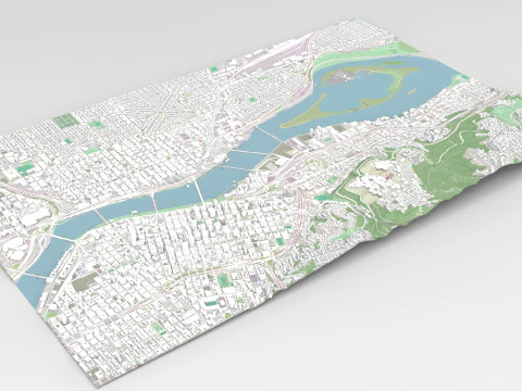 Cityscape Portland Oregon USA 3D Model