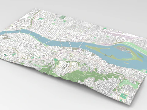 Cityscape Portland Oregon USA 3D Model