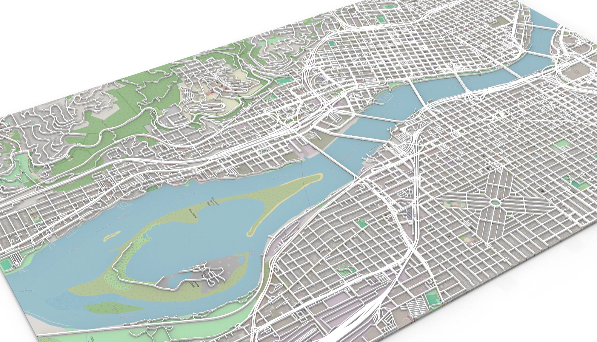 Streets and roads Portland Oregon USA 3D Model .c4d .max .obj .3ds .fbx .stl .blend 