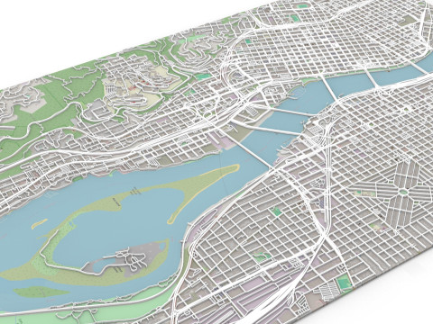 Streets and roads Portland Oregon USA 3D Model