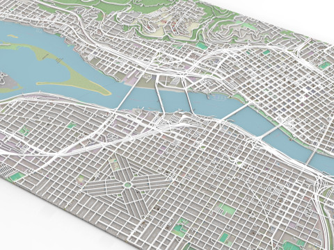 Streets and roads Portland Oregon USA 3D Model