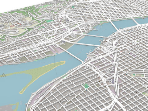 Streets and roads Portland Oregon USA 3D Model