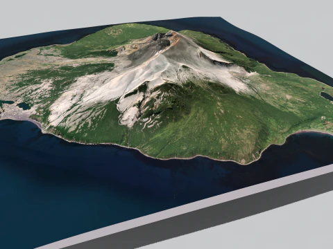 Island Harimkotan Kuril Islands 3D Model