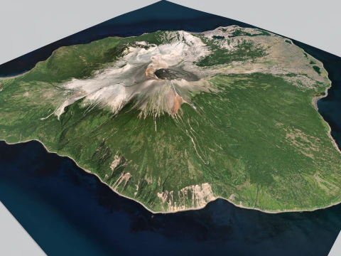 Island Harimkotan Kuril Islands 3D Model