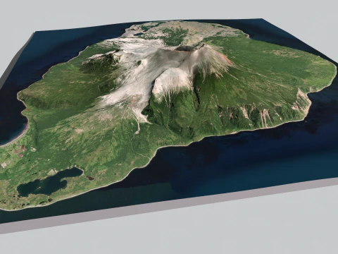 Island Harimkotan Kuril Islands 3D Model