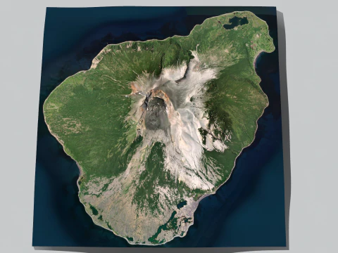 Island Harimkotan Kuril Islands 3D Model