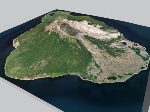 Island Harimkotan Kuril Islands 3D Model