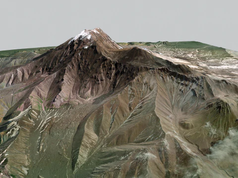 Volcano Shiveluch Kamchatka 3D Model