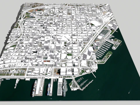 Cityscape San Diego California USA 3D Model