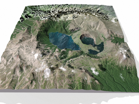Ksudach volcanic massif Kamchatka 3D Model