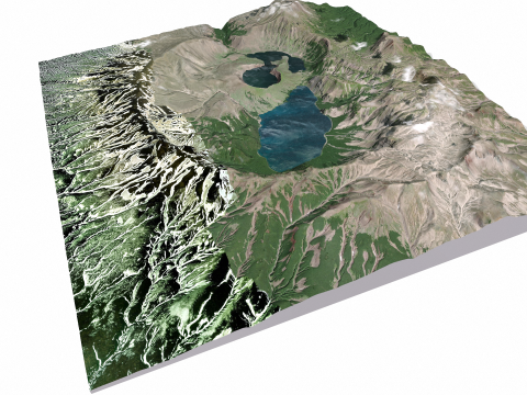 Ksudach volcanic massif Kamchatka 3D Model
