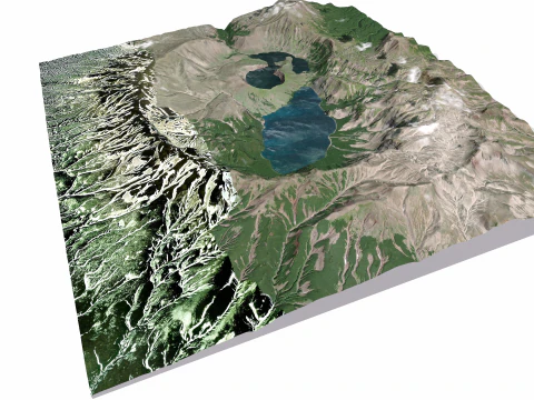 Ksudach volcanic massif Kamchatka 3D Model