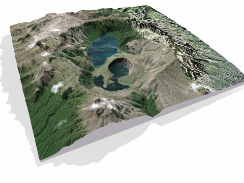 Ksudach volcanic massif Kamchatka 3D Model