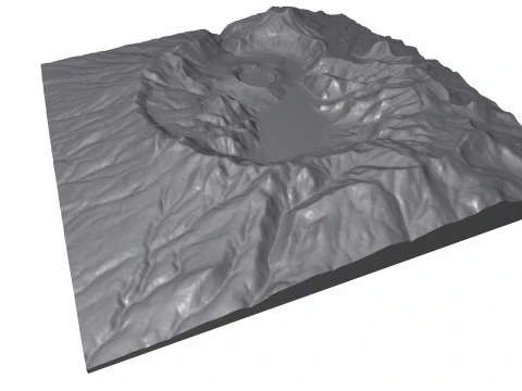 Ksudach volcanic massif Kamchatka 3D Model