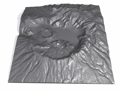 Ksudach volcanic massif Kamchatka 3D Model