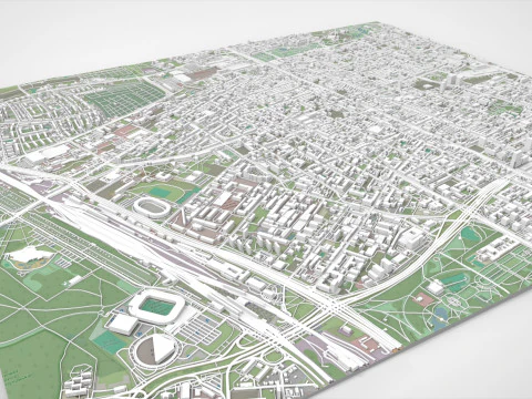 Paisagem urbana de Lodz, Pol&ocirc;nia Modelo 3D