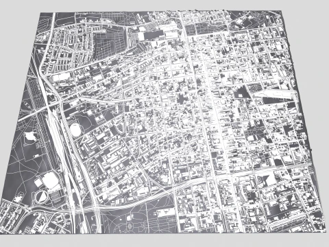 Paisagem urbana de Lodz, Pol&ocirc;nia Modelo 3D