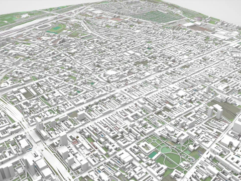Paisagem urbana de Lodz, Pol&ocirc;nia Modelo 3D
