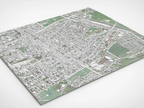 Paisagem urbana de Lodz, Pol&ocirc;nia Modelo 3D