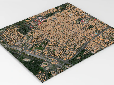 Paisagem urbana de Lodz, Pol&ocirc;nia Modelo 3D