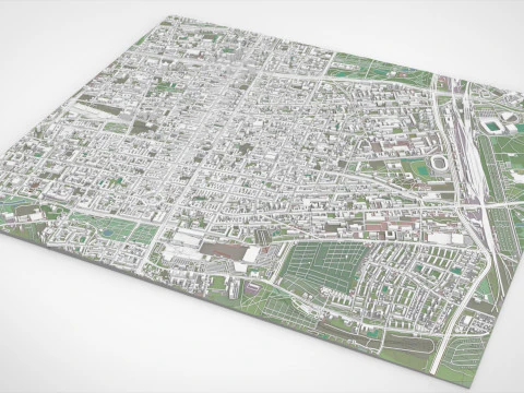 Paisagem urbana de Lodz, Pol&ocirc;nia Modelo 3D