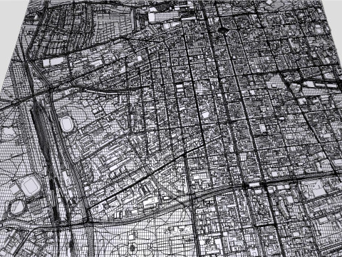 Paisagem urbana de Lodz, Pol&ocirc;nia Modelo 3D