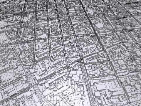 Paisagem urbana de Lodz, Pol&ocirc;nia Modelo 3D
