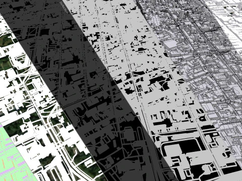 Paisagem urbana de Lodz, Pol&ocirc;nia Modelo 3D