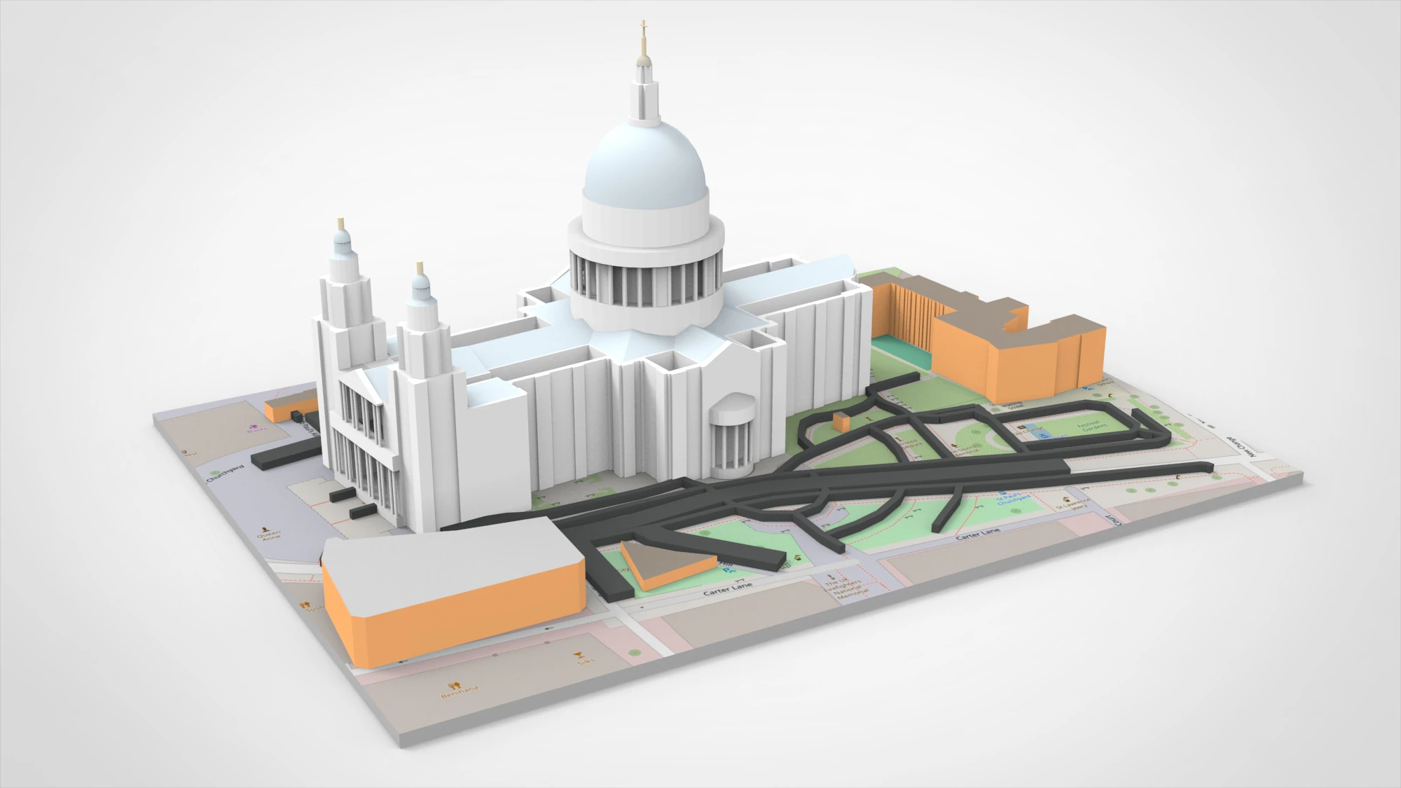 St Pauls Cathedral London England 3D Model .c4d .max .obj .3ds .fbx .stl .blend 