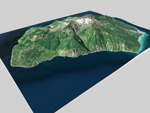 Makanrushi island Great Kuril Islands 3D Model