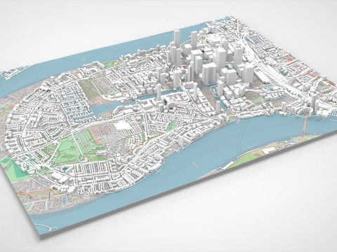 The Isle of Dogs London England 3D मॉडल