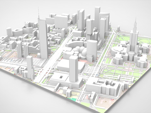 Cityscape Warsaw Poland 3D Model