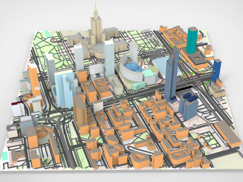 Cityscape Warsaw Poland 3D Model