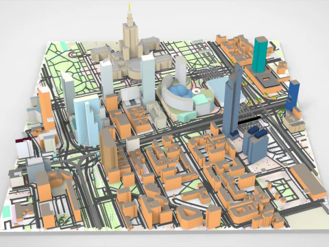 Cityscape Warsaw Poland 3D Model