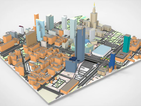 Cityscape Warsaw Poland 3D Model