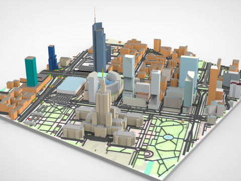 Cityscape Warsaw Poland 3D Model