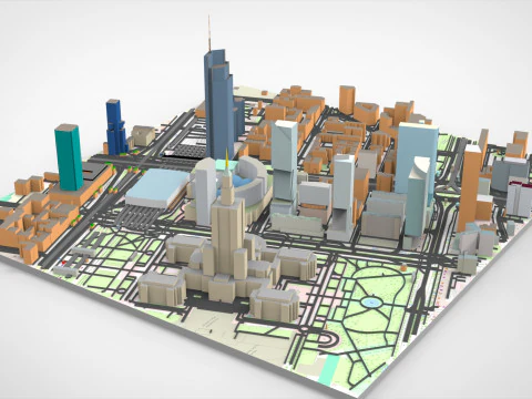 Cityscape Warsaw Poland 3D Model