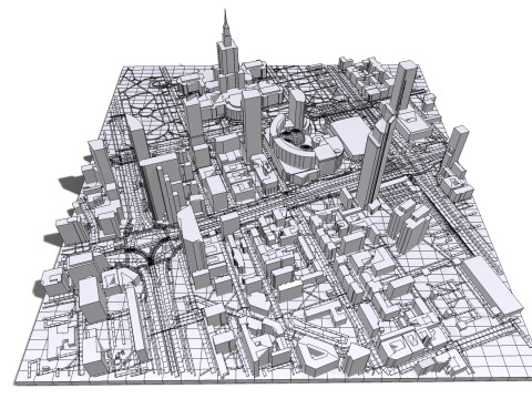 Cityscape Warsaw Poland 3D Model