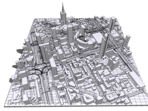 Cityscape Warsaw Poland 3D Model