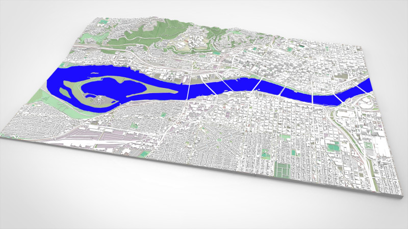 Cityscape Portland Oregon USA Model 3D .c4d .max .obj .3ds .fbx .stl .blend